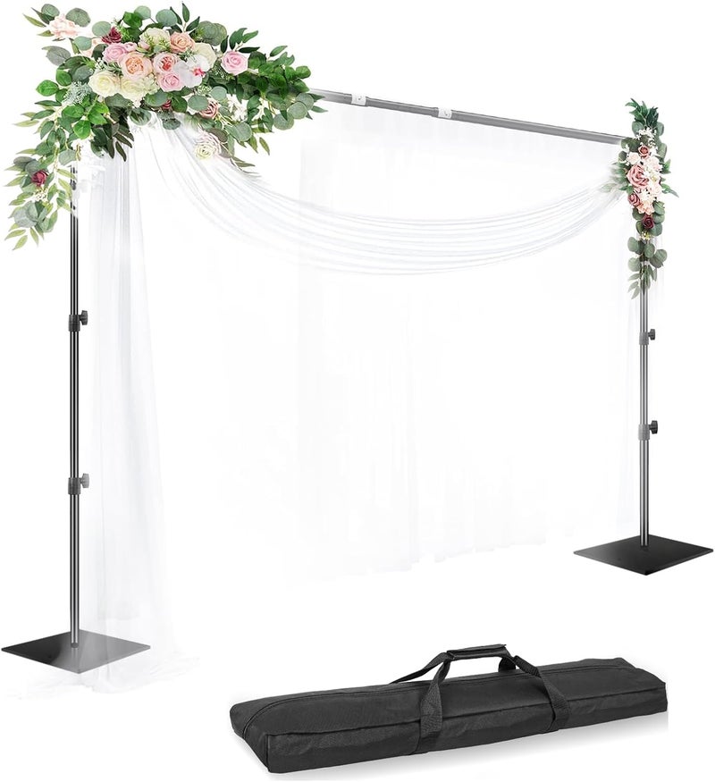 EMART Backdrop Stand, 8.5ft Height 10ft Width Adjustable Photography Background Support Poles with Heavy Duty Flat Base, Photo Metal Steel Pipe and Drape Frame Kit for Parties Birthday Wedding - Black - Image 1